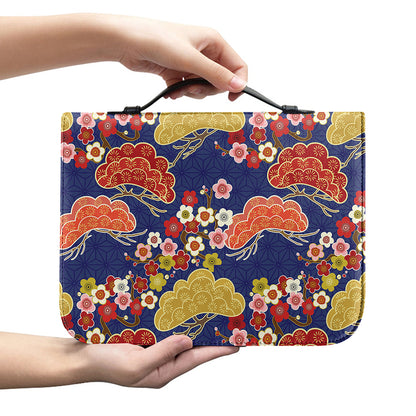 Japanese Cherry Blossom Pattern Print Leather Bible Cover