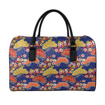 Japanese Cherry Blossom Pattern Print Leather Duffle Bag