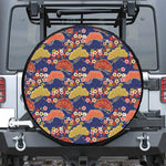 Japanese Cherry Blossom Pattern Print Leather Spare Tire Cover