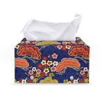 Japanese Cherry Blossom Pattern Print Leather Tissue Box Cover