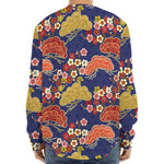 Japanese Cherry Blossom Pattern Print Long Sleeve Baseball Jersey