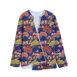 Japanese Cherry Blossom Pattern Print Long Sleeve Short Coat