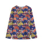Japanese Cherry Blossom Pattern Print Long Sleeve Short Coat