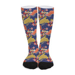 Japanese Cherry Blossom Pattern Print Long Socks