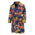 Japanese Cherry Blossom Pattern Print Men's Bathrobe
