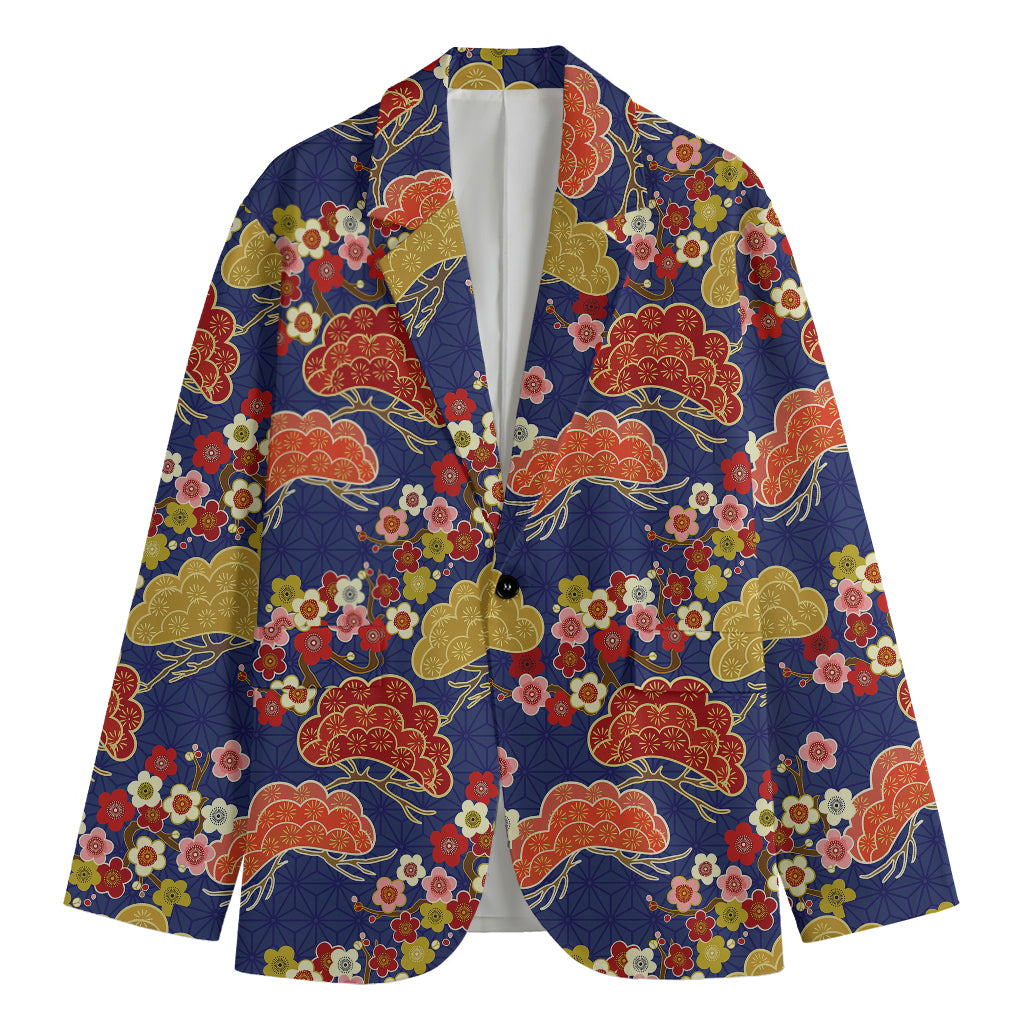 Japanese Cherry Blossom Pattern Print Men's Blazer