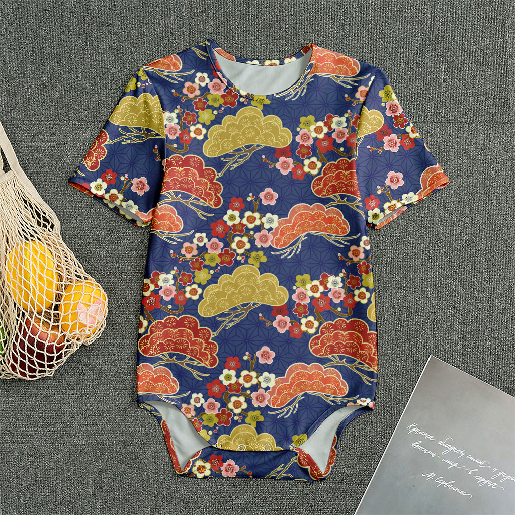 Japanese Cherry Blossom Pattern Print Men's Bodysuit