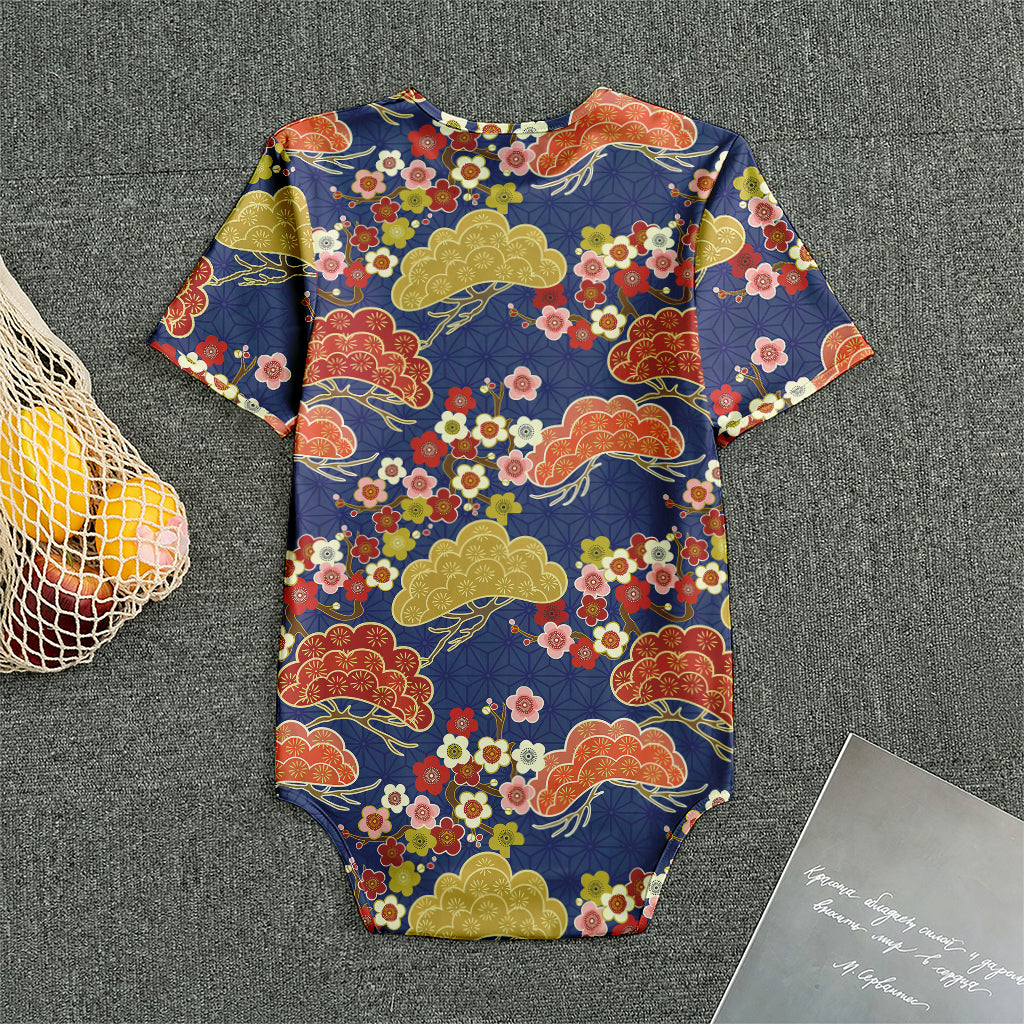 Japanese Cherry Blossom Pattern Print Men's Bodysuit
