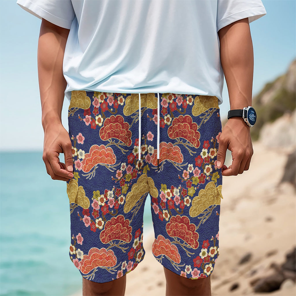 Japanese Cherry Blossom Pattern Print Men's Cargo Shorts