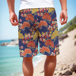 Japanese Cherry Blossom Pattern Print Men's Cargo Shorts