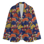 Japanese Cherry Blossom Pattern Print Men's Cotton Blazer