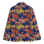 Japanese Cherry Blossom Pattern Print Men's Cotton Blazer