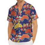 Japanese Cherry Blossom Pattern Print Men's Deep V-Neck Shirt