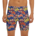 Japanese Cherry Blossom Pattern Print Men's Long Boxer Briefs