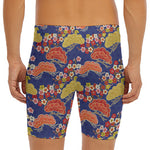 Japanese Cherry Blossom Pattern Print Men's Long Boxer Briefs