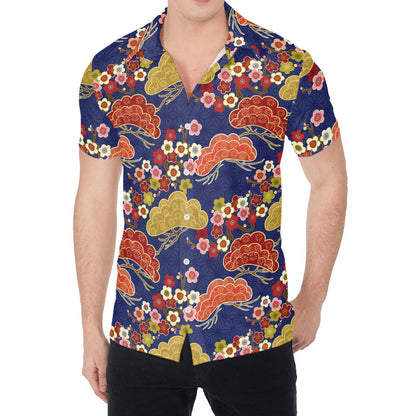 Japanese Cherry Blossom Pattern Print Men's Shirt