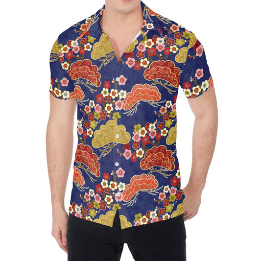 Japanese Cherry Blossom Pattern Print Men's Shirt