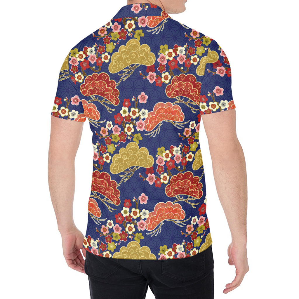 Japanese Cherry Blossom Pattern Print Men's Shirt