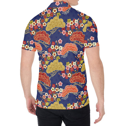 Japanese Cherry Blossom Pattern Print Men's Shirt