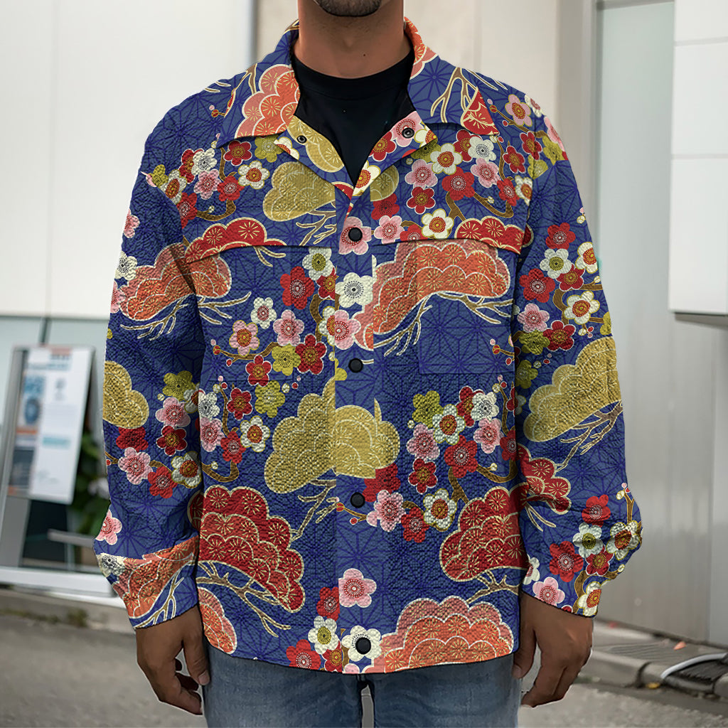 Japanese Cherry Blossom Pattern Print Men's Shirt Jacket