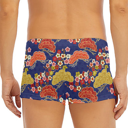 Japanese Cherry Blossom Pattern Print Men's Short Boxer Briefs