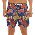 Japanese Cherry Blossom Pattern Print Men's Split Running Shorts