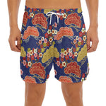Japanese Cherry Blossom Pattern Print Men's Split Running Shorts