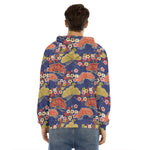 Japanese Cherry Blossom Pattern Print Men's Velvet Pullover Hoodie