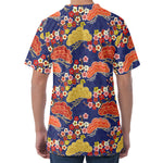 Japanese Cherry Blossom Pattern Print Men's Velvet T-Shirt