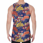 Japanese Cherry Blossom Pattern Print Men's Velvet Tank Top
