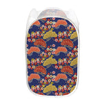 Japanese Cherry Blossom Pattern Print Mesh Laundry Hamper