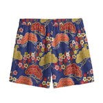 Japanese Cherry Blossom Pattern Print Mesh Shorts