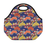 Japanese Cherry Blossom Pattern Print Neoprene Lunch Bag