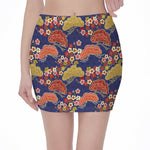 Japanese Cherry Blossom Pattern Print Pencil Mini Skirt