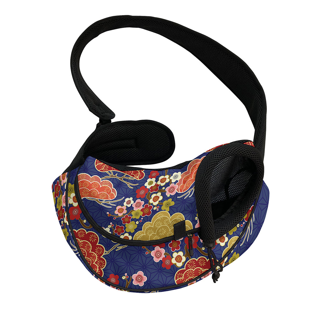 Japanese Cherry Blossom Pattern Print Pet Sling Carrier