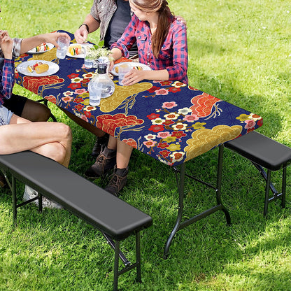 Japanese Cherry Blossom Pattern Print Picnic Table Cover