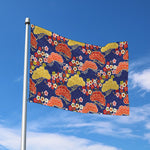 Japanese Cherry Blossom Pattern Print Polyester Flag