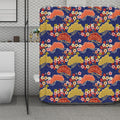 Japanese Cherry Blossom Pattern Print Polyester Shower Curtain