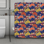 Japanese Cherry Blossom Pattern Print Polyester Shower Curtain