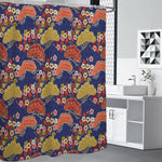 Japanese Cherry Blossom Pattern Print Premium Shower Curtain