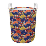 Japanese Cherry Blossom Pattern Print Round Laundry Basket
