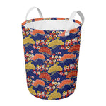 Japanese Cherry Blossom Pattern Print Round Laundry Basket