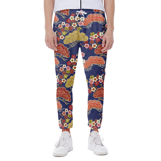 Japanese Cherry Blossom Pattern Print Scuba Joggers
