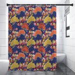 Japanese Cherry Blossom Pattern Print Shower Curtain