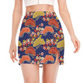 Japanese Cherry Blossom Pattern Print Side Slit Mini Skirt