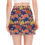 Japanese Cherry Blossom Pattern Print Side Slit Mini Skirt