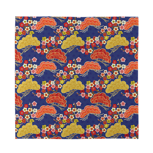 Japanese Cherry Blossom Pattern Print Silk Bandana
