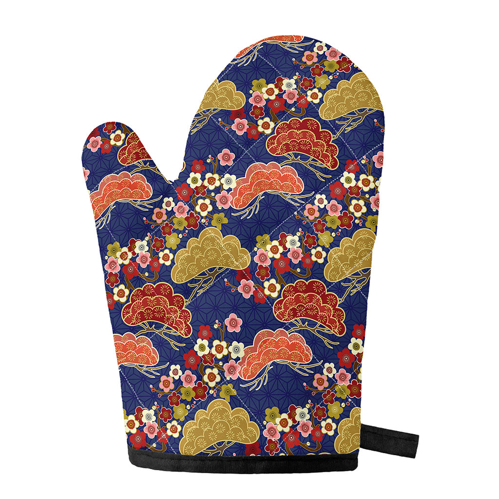 Japanese Cherry Blossom Pattern Print Single Oven Mitt
