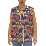 Japanese Cherry Blossom Pattern Print Sleeveless Baseball Jersey