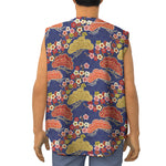 Japanese Cherry Blossom Pattern Print Sleeveless Baseball Jersey